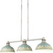 Kinsley 3 Light 38.88 inch Aged Galvanized Steel Linear Pendant Ceiling Light in Antique Teal